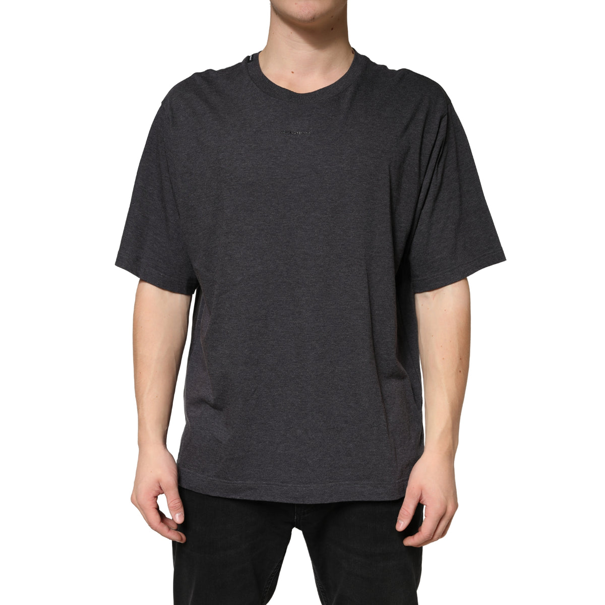 Dolce & Gabbana Men's Regular Fit Short-Sleeve Crew Neck Cotton T-Shirt - Dark Gray