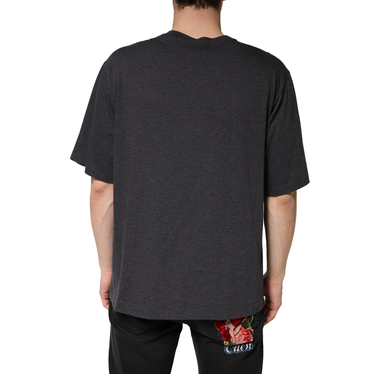 Dolce & Gabbana Men's Regular Fit Short-Sleeve Crew Neck Cotton T-Shirt - Dark Gray