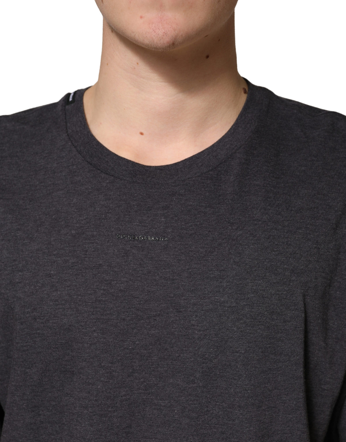Dolce & Gabbana Men's Regular Fit Short-Sleeve Crew Neck Cotton T-Shirt - Dark Gray