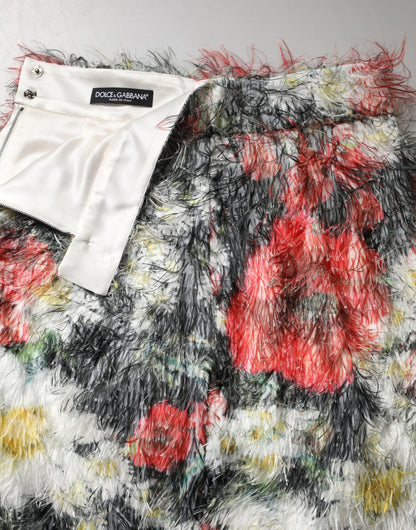 Dolce & Gabbana Women's Pencil Faux Fur & Silk Midi Skirt - Multicolor Patterned Floral