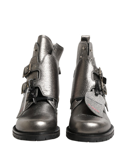 Dolce & Gabbana Men's Leather & Rubber Ankle Strap Boots - Silver