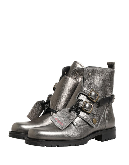 Dolce & Gabbana Men's Leather & Rubber Ankle Strap Boots - Silver
