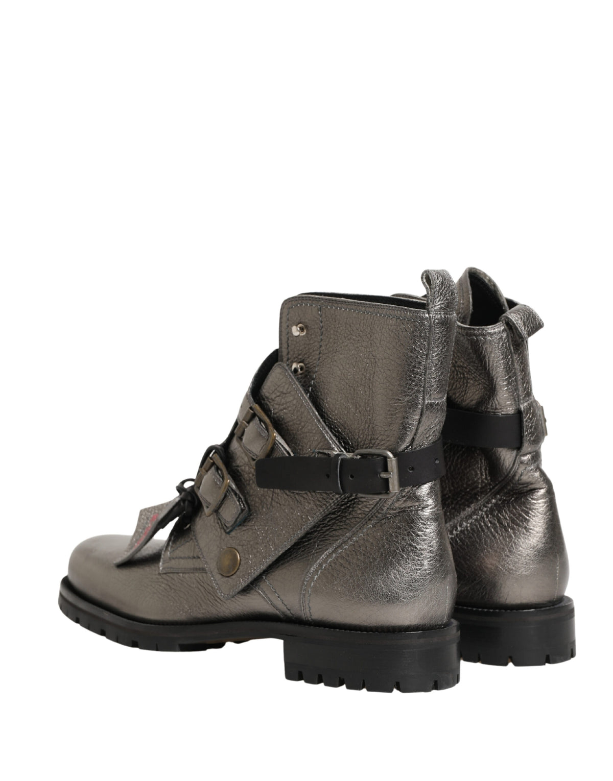 Dolce & Gabbana Men's Leather & Rubber Ankle Strap Boots - Silver