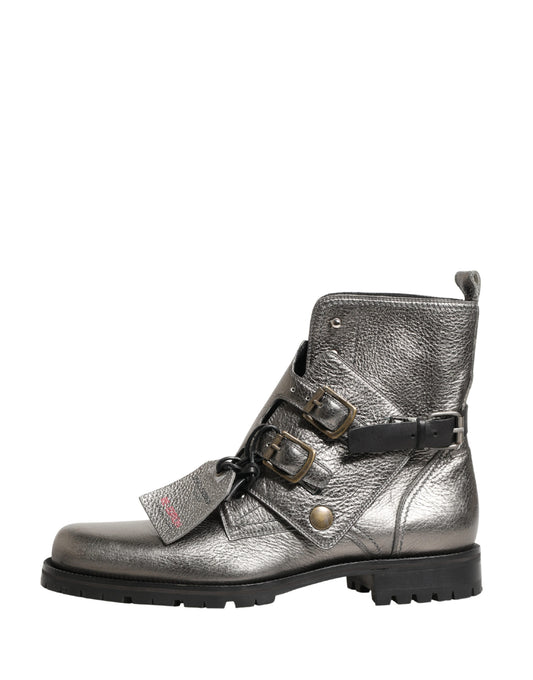 Dolce & Gabbana Men's Leather & Rubber Ankle Strap Boots - Silver
