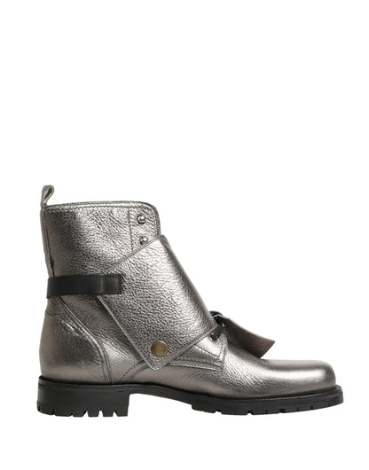 Dolce & Gabbana Men's Leather & Rubber Ankle Strap Boots - Silver
