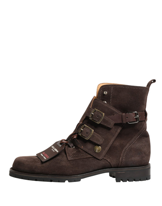 Dolce & Gabbana Men's Suede Leather & Rubber Ankle Strap Boots - Brown