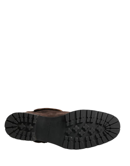 Dolce & Gabbana Brown Suede Leather Combat Ankle Boots  Shoes
