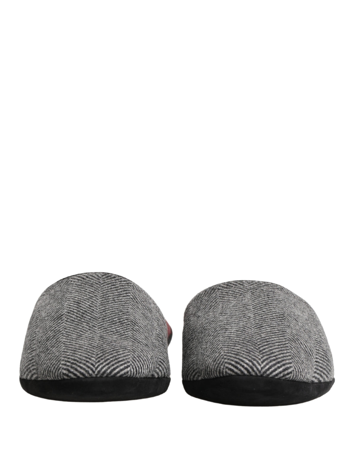 Dolce & Gabbana Men's Cashmere & Rubber Flat Slip-On Slider Shoes - Burgundy Gray Red Herringbone