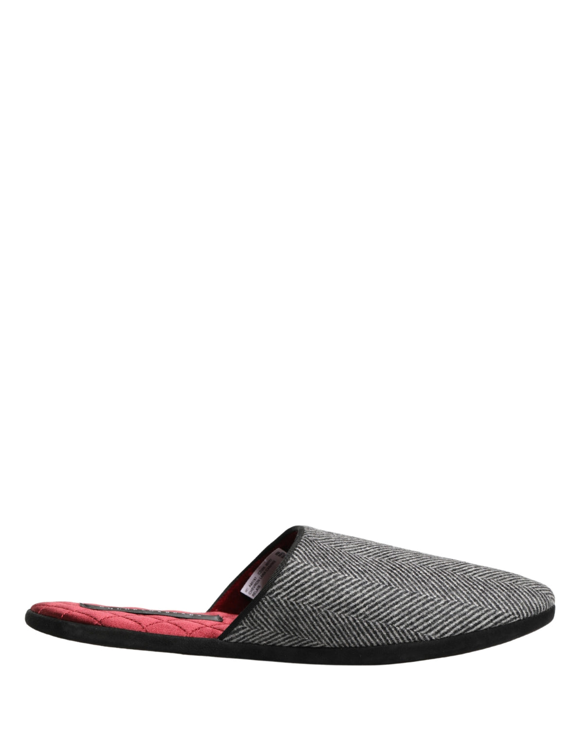 Dolce & Gabbana Men's Cashmere & Rubber Flat Slip-On Slider Shoes - Burgundy Gray Red Herringbone