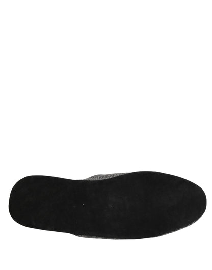 Dolce & Gabbana Men's Cashmere & Rubber Flat Slip-On Slider Shoes - Burgundy Gray Red Herringbone