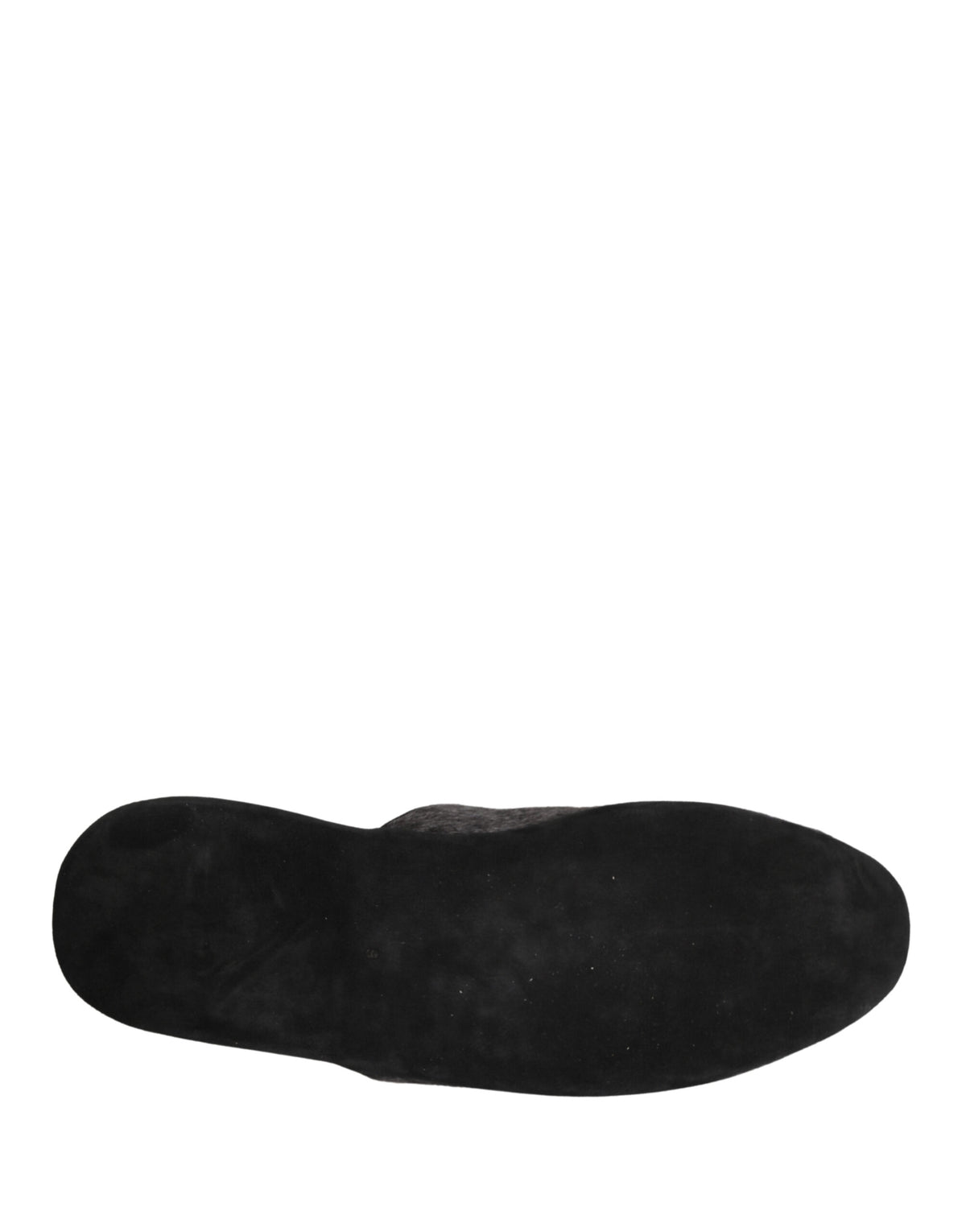 Dolce & Gabbana Men's Calf Leather Satin & Alpaca Wool Flat Slip-On Slider Shoes - Charcoal Dark Gray Red