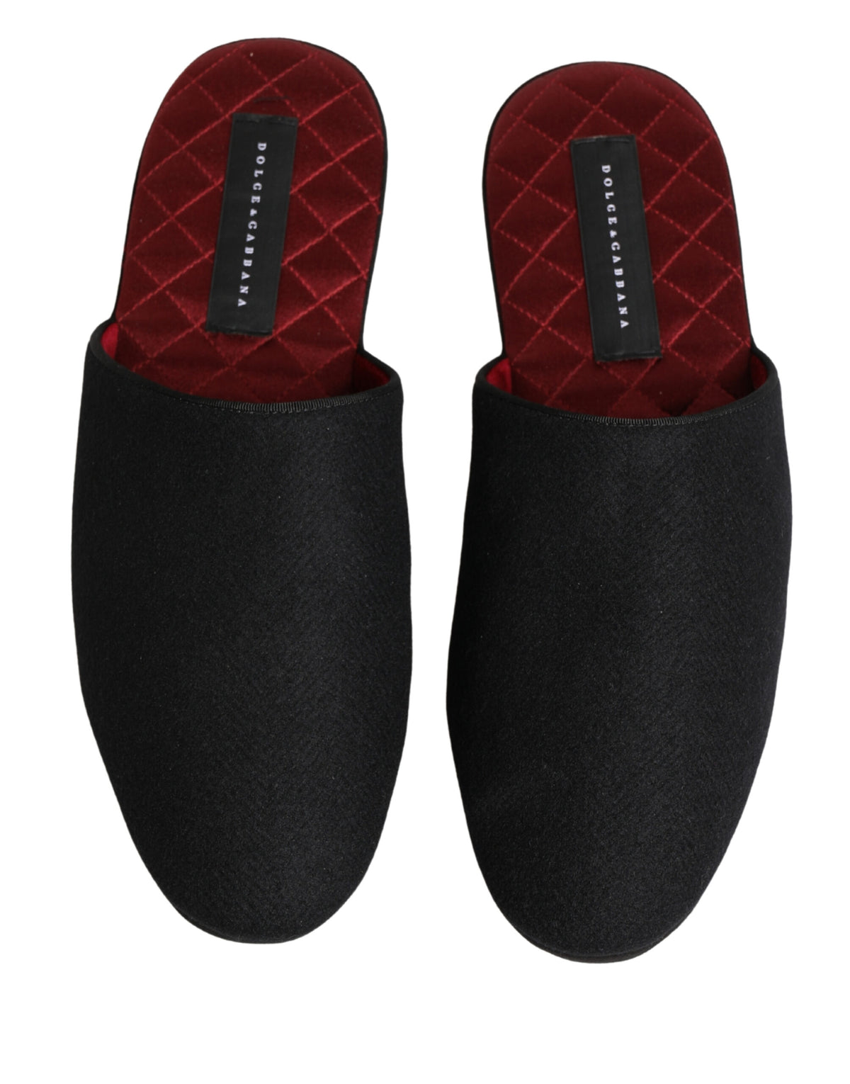 Dolce & Gabbana Men's Cashmere Rubber & Wool Flat Slip-On Slider Shoes - Black Red Signature