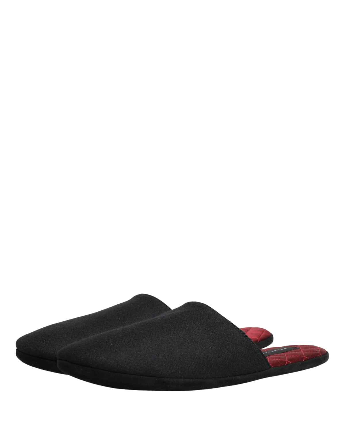 Dolce & Gabbana Men's Cashmere Rubber & Wool Flat Slip-On Slider Shoes - Black Red Signature