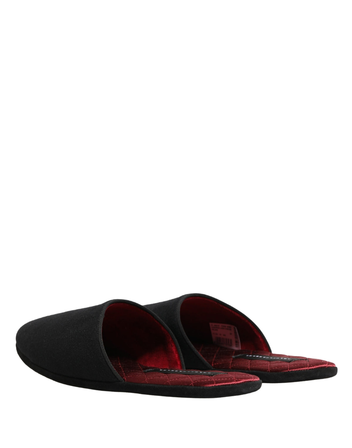 Dolce & Gabbana Men's Cashmere Rubber & Wool Flat Slip-On Slider Shoes - Black Red Signature