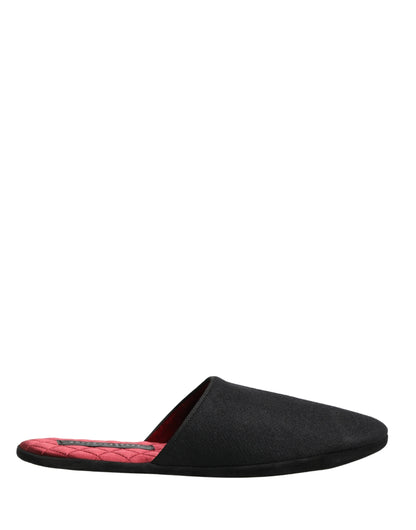Dolce & Gabbana Men's Cashmere Rubber & Wool Flat Slip-On Slider Shoes - Black Red Signature