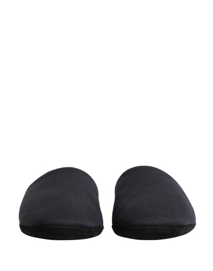 Dolce & Gabbana Men's Cotton Rubber & Wool Flat Slip-On Slider Shoes - Navy Red Chevron Signature