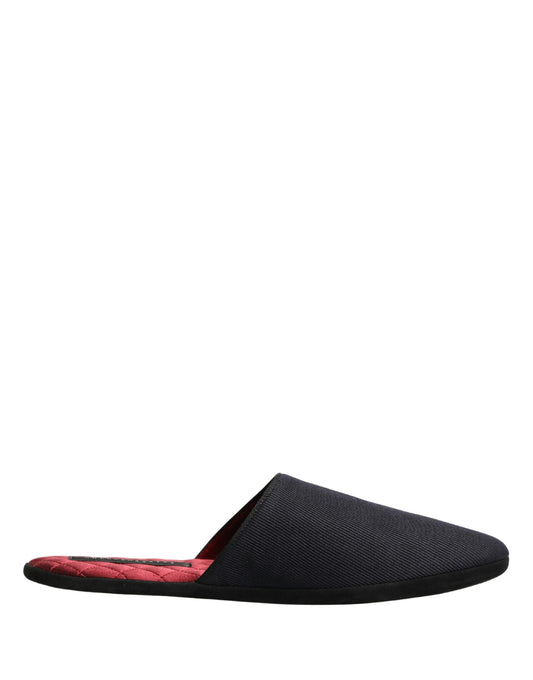 Dolce & Gabbana Men's Cotton Rubber & Wool Flat Slip-On Slider Shoes - Navy Red Chevron Signature