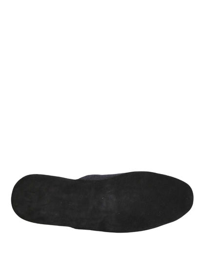 Dolce & Gabbana Men's Cotton Rubber & Wool Flat Slip-On Slider Shoes - Navy Red Chevron Signature