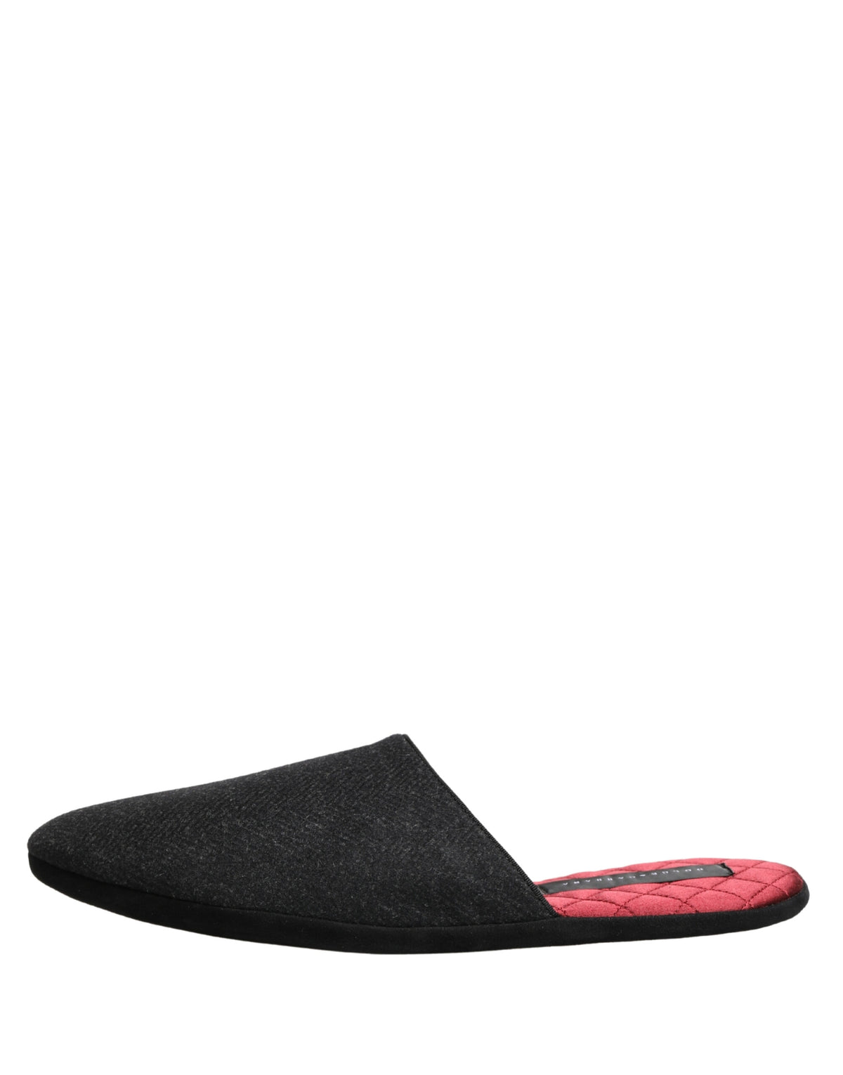 Dolce & Gabbana Men's Cashmere Rubber & Wool Flat Slip-On Slider Shoes - Dark Gray Red Patterned Chevron Signature