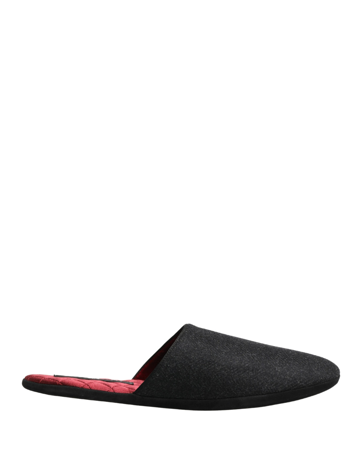 Dolce & Gabbana Men's Cashmere Rubber & Wool Flat Slip-On Slider Shoes - Dark Gray Red Patterned Chevron Signature