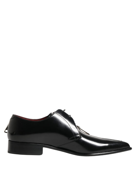 Dolce & Gabbana Men Black Lace-Up Leather Zip Dress Derby Shoes