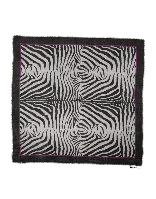 Dolce & Gabbana White Black Zebra Pattern Shawl 255cm x 132cm Men Scarf