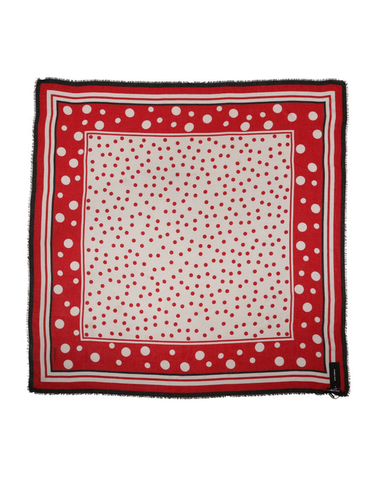 Dolce & Gabbana Cashmere & Modal Square Stole Wrap Scarf - Red White Print