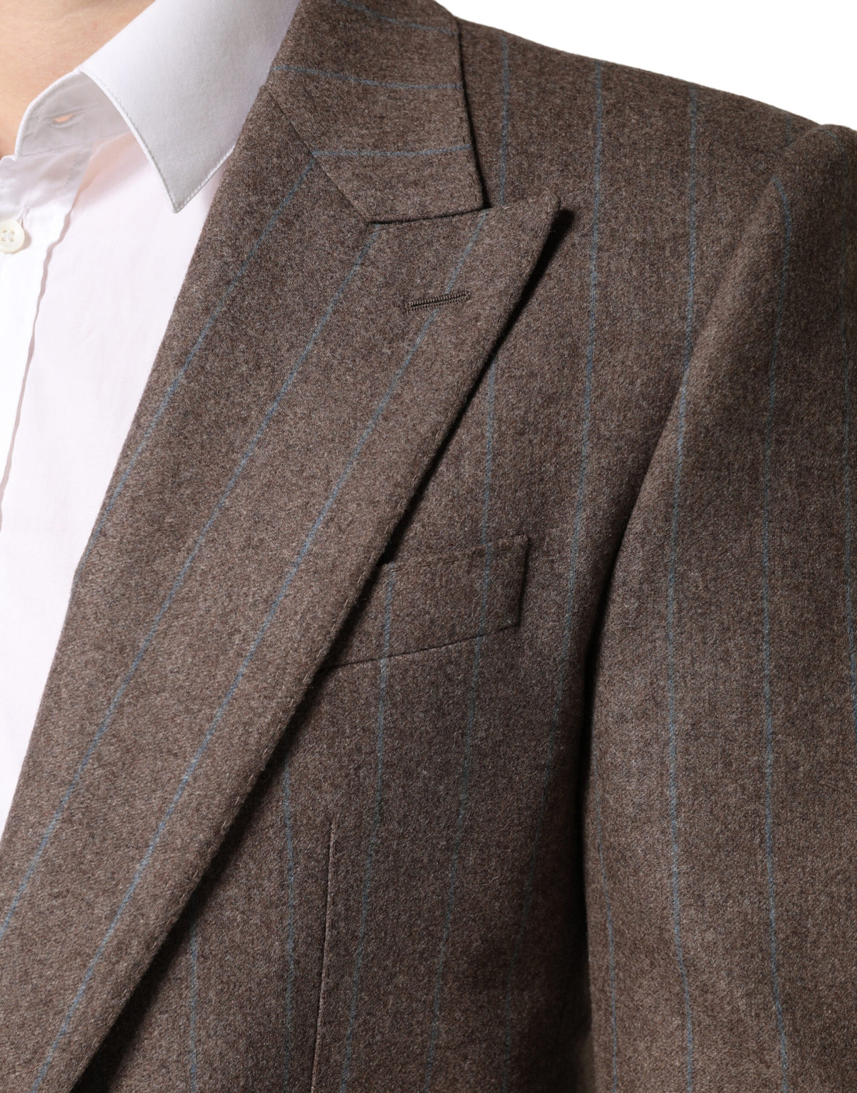 Dolce & Gabbana Men's Single Breasted Virgin Wool & Silk Blazer - Brown Striped