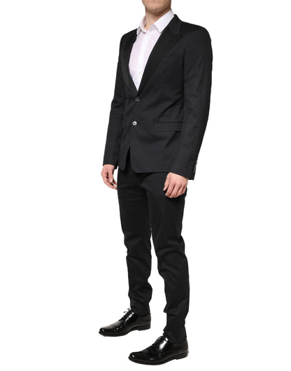 Dolce & Gabbana Men's Slim Cotton Silk Nylon & Viscose Pant Suit - Black