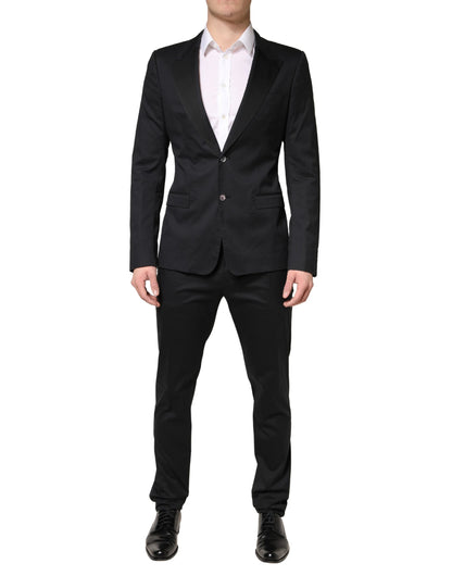 Dolce & Gabbana Men's Slim Cotton Silk Nylon & Viscose Pant Suit - Black
