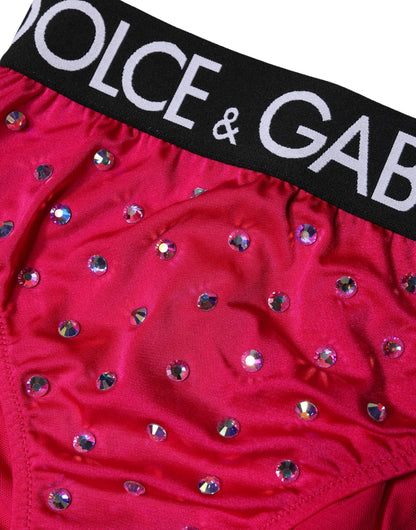 Dolce & Gabbana Women's High Rise Stretch Nylon Underpants Briefs - Black Pink