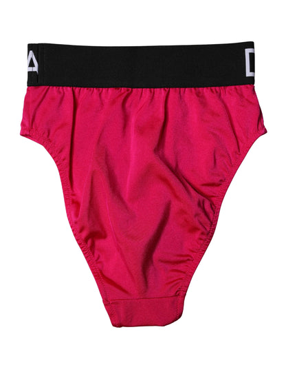 Dolce & Gabbana Women's High Rise Stretch Nylon Underpants Briefs - Black Pink