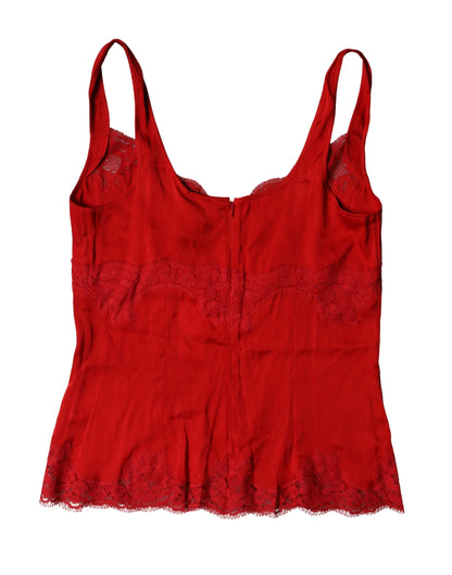 Dolce & Gabbana Women's Elastane Lace & Silk Pajamas - Red Floral