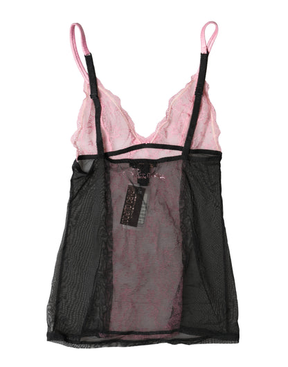 Roberto Cavalli Women's Nylon Viscose & Lace Pajamas - Black Pink Floral