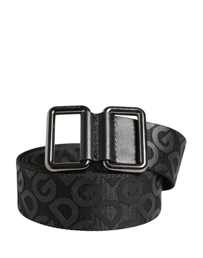 Dolce & Gabbana Polyester & Calf Leather Belt - Black Silver Monogram
