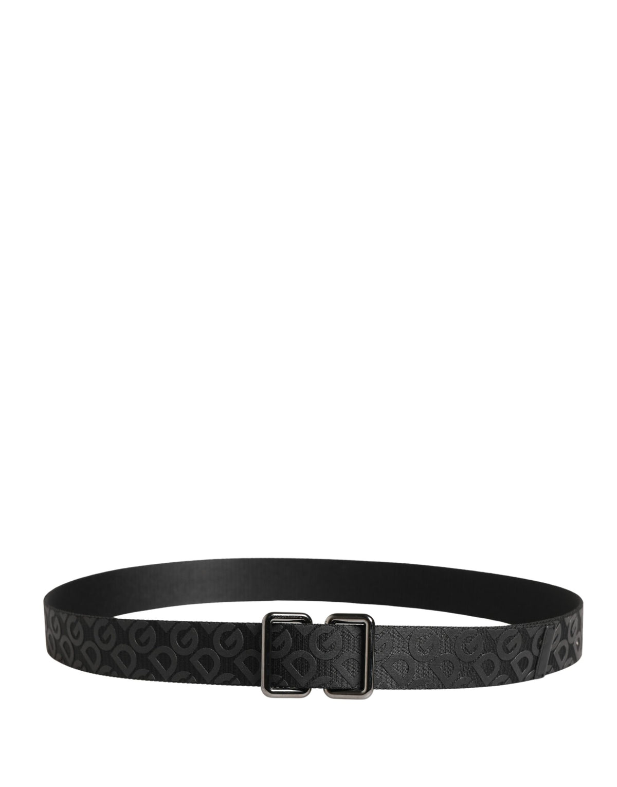 Dolce & Gabbana Polyester & Calf Leather Belt - Black Silver Monogram