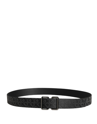 Dolce & Gabbana Polyester & Calf Leather Belt - Black Silver Monogram
