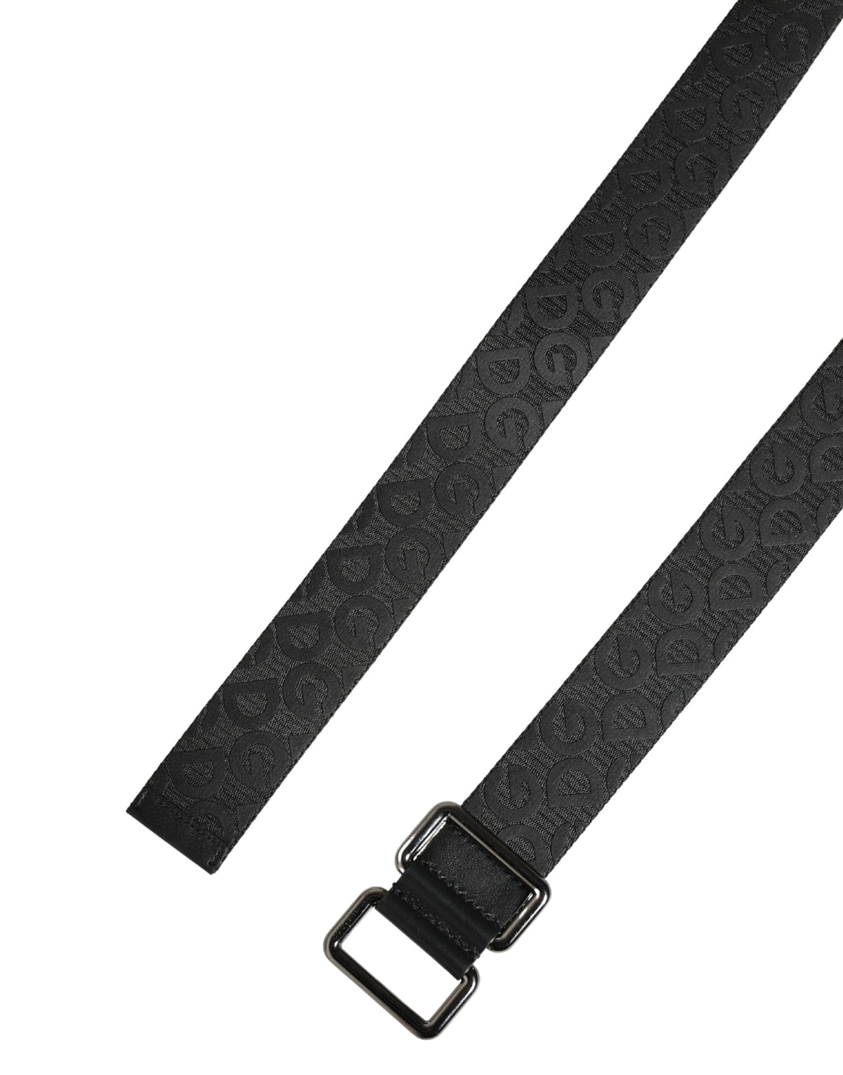 Dolce & Gabbana Polyester & Calf Leather Belt - Black Silver Monogram