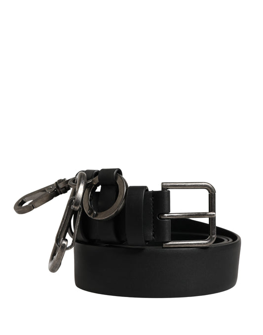 Dolce & Gabbana Calf Leather Belt - Black Silver
