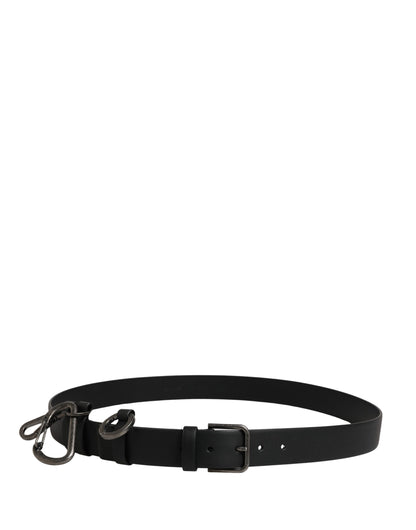 Dolce & Gabbana Calf Leather Belt - Black Silver