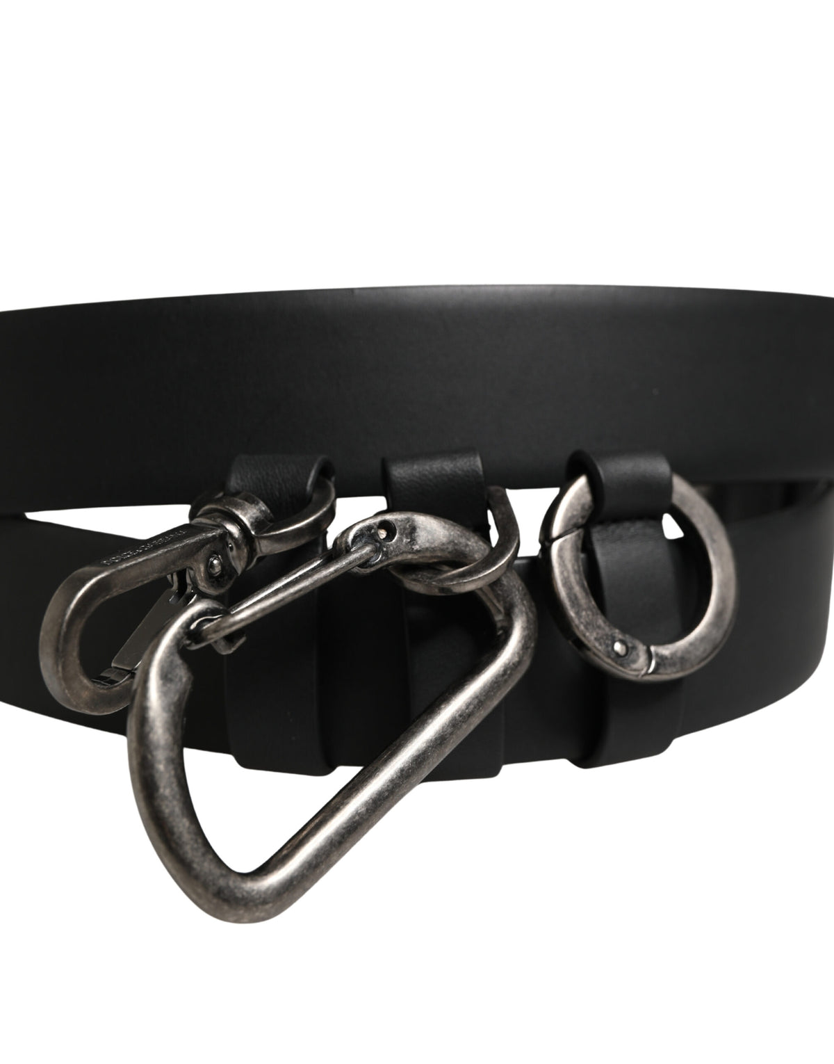 Dolce & Gabbana Calf Leather Belt - Black Silver