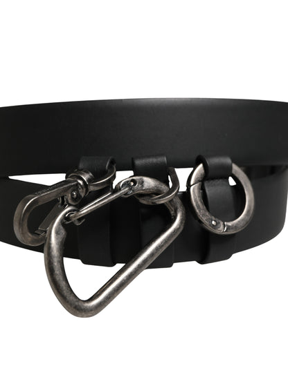 Dolce & Gabbana Calf Leather Belt - Black Silver