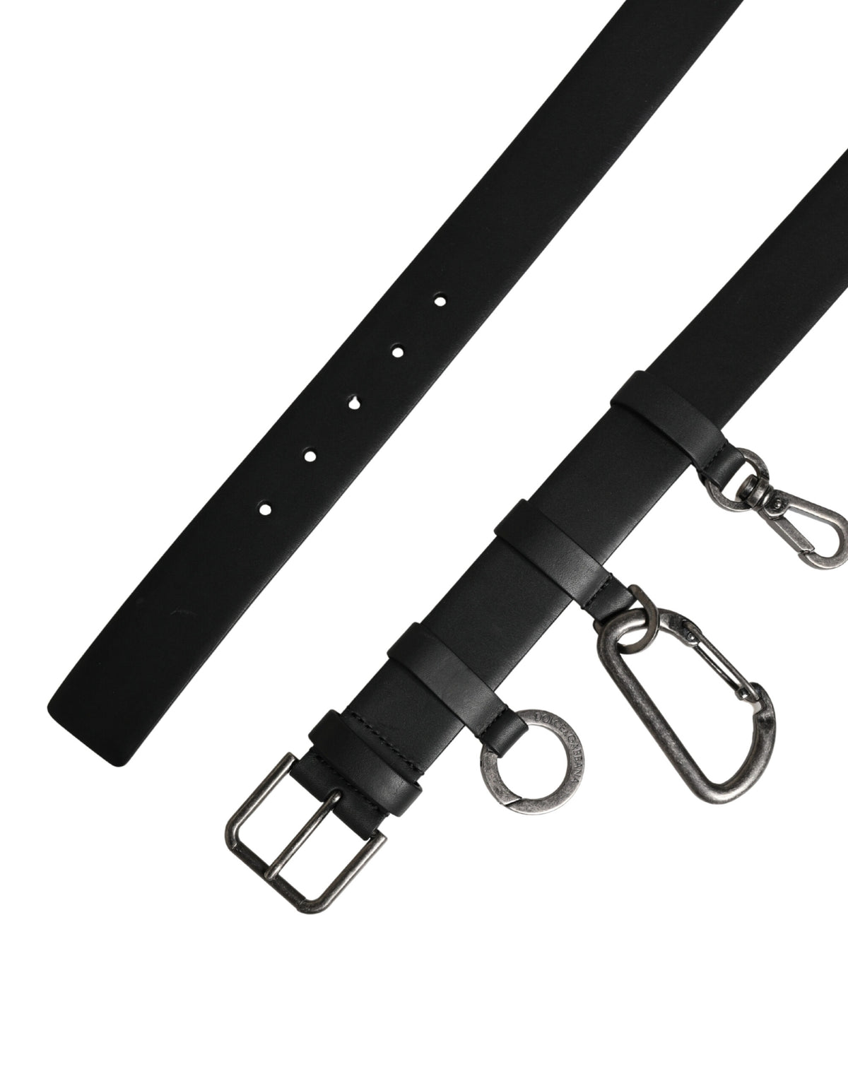 Dolce & Gabbana Calf Leather Belt - Black Silver