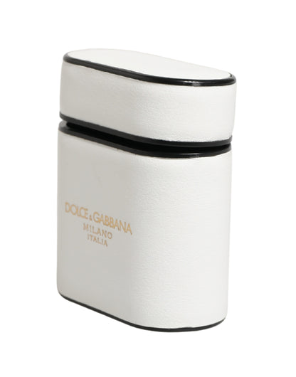 Dolce & Gabbana Calf Leather Earbuds Carrying Case - White Print