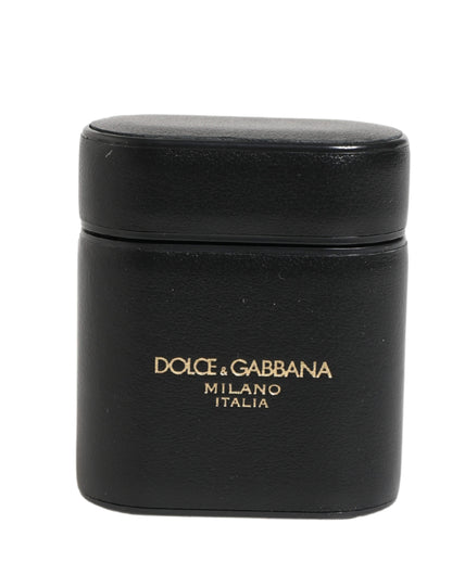 Dolce & Gabbana Calf Leather Earbuds Carrying Case - Black Print