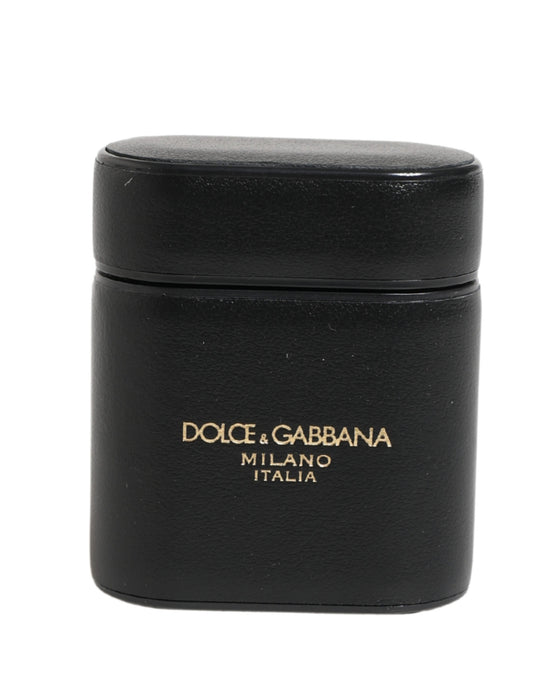 Dolce & Gabbana Calf Leather Earbuds Carrying Case - Black Print