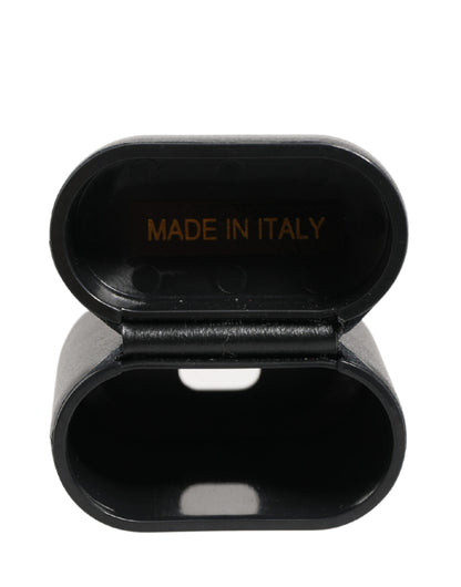 Dolce & Gabbana Calf Leather Earbuds Carrying Case - Black Print