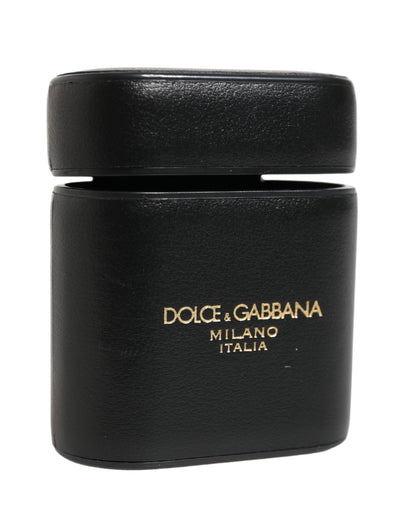 Dolce & Gabbana Calf Leather Earbuds Carrying Case - Black Print