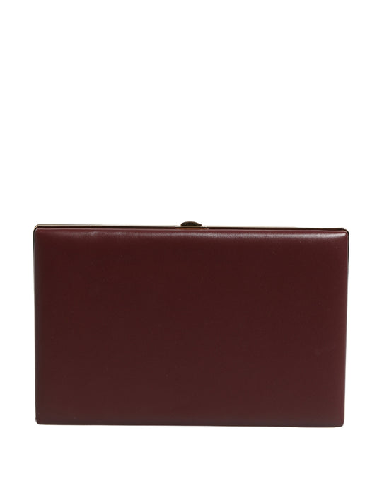 Dolce & Gabbana Calfskin Leather Evening Clutch Handbag - Black Brown Gold