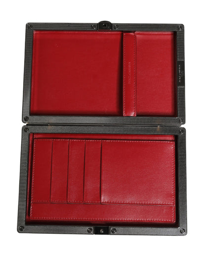 Dolce & Gabbana Calf Leather Aluminium Evening Clutch Handbag - Beige Black Red